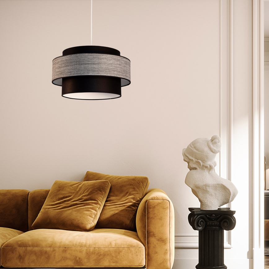 Lampadario a sospensione con filo GRACE 1xE27/60W/230V nero/grigio