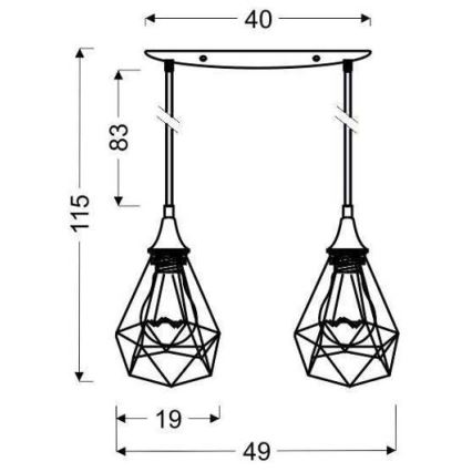 Lampadario a sospensione con filo GRAF 2xE27/60W/230V