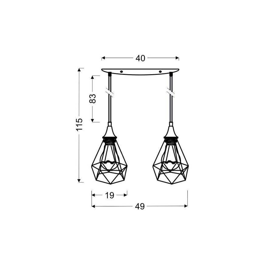 Lampadario a sospensione con filo GRAF 2xE27/60W/230V