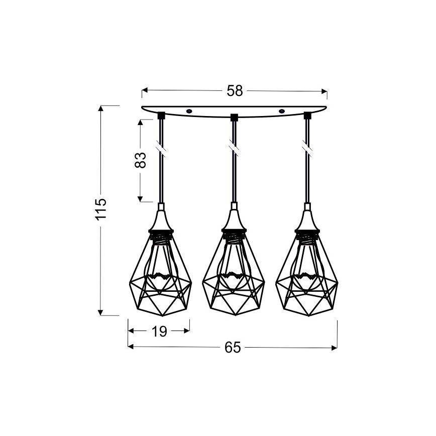 Lampadario a sospensione con filo GRAF 3xE27/60W/230V