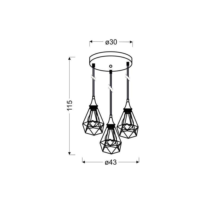 Lampadario a sospensione con filo GRAF 3xE27/60W/230V