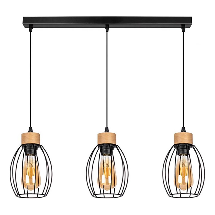 Lampadario a sospensione con filo GUNNAR 3xE27/60W/230V quercia