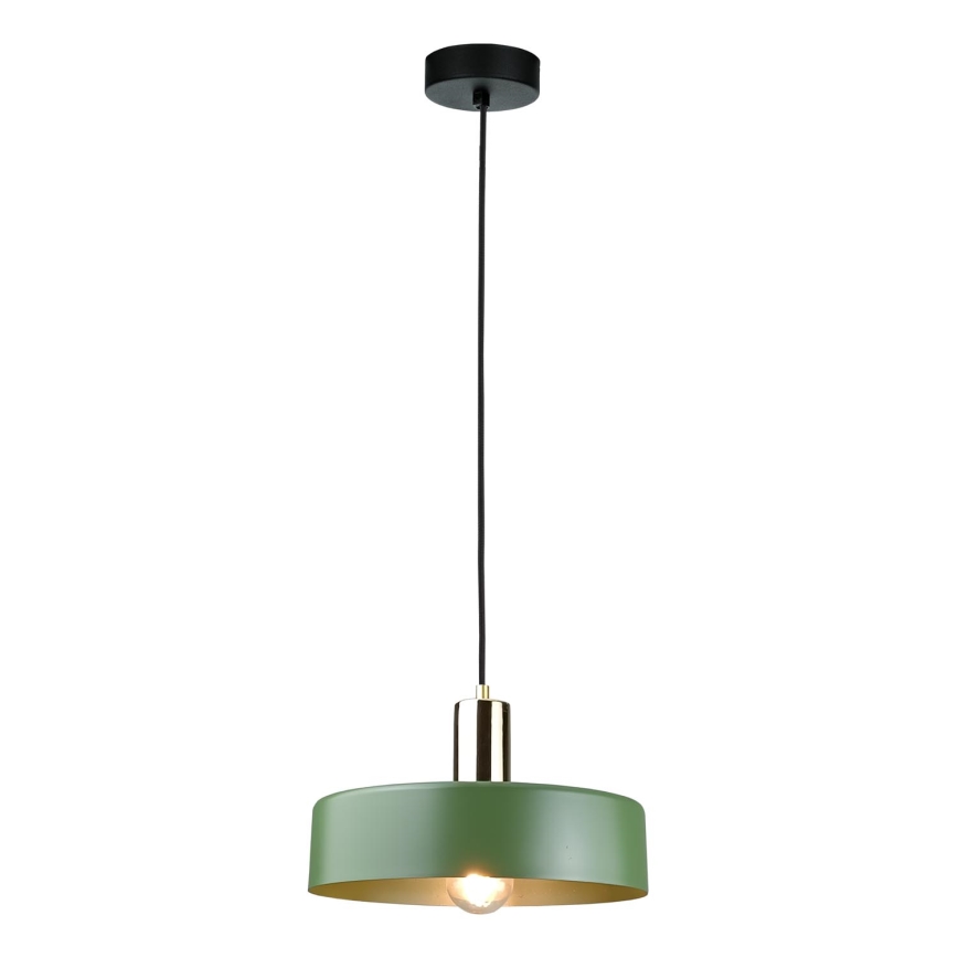 Lampadario a sospensione con filo HAKI 1xE27/60W/230V verde/nero/cromo lucido