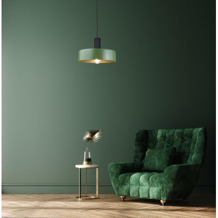 Lampadario a sospensione con filo HAKI 1xE27/60W/230V verde/nero