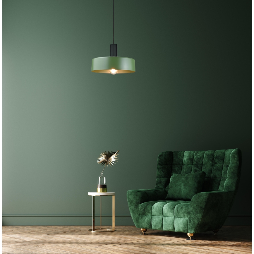 Lampadario a sospensione con filo HAKI 1xE27/60W/230V verde/nero