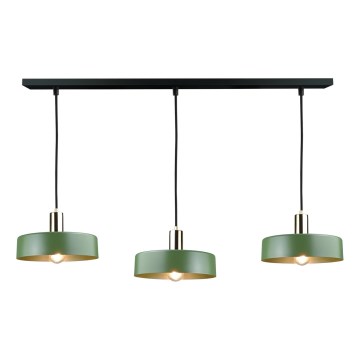 Lampadario a sospensione con filo HAKI 3xE27/60W/230V verde/nero/cromo lucido