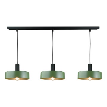 Lampadario a sospensione con filo HAKI 3xE27/60W/230V verde/nero