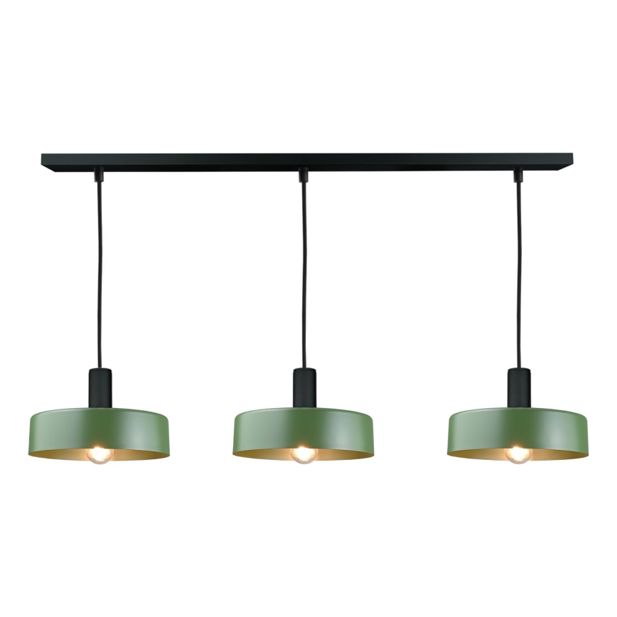 Lampadario a sospensione con filo HAKI 3xE27/60W/230V verde/nero