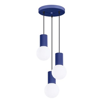 Lampadario a sospensione con filo HALO 3xG9/8W/230V diametro 25 cm blu