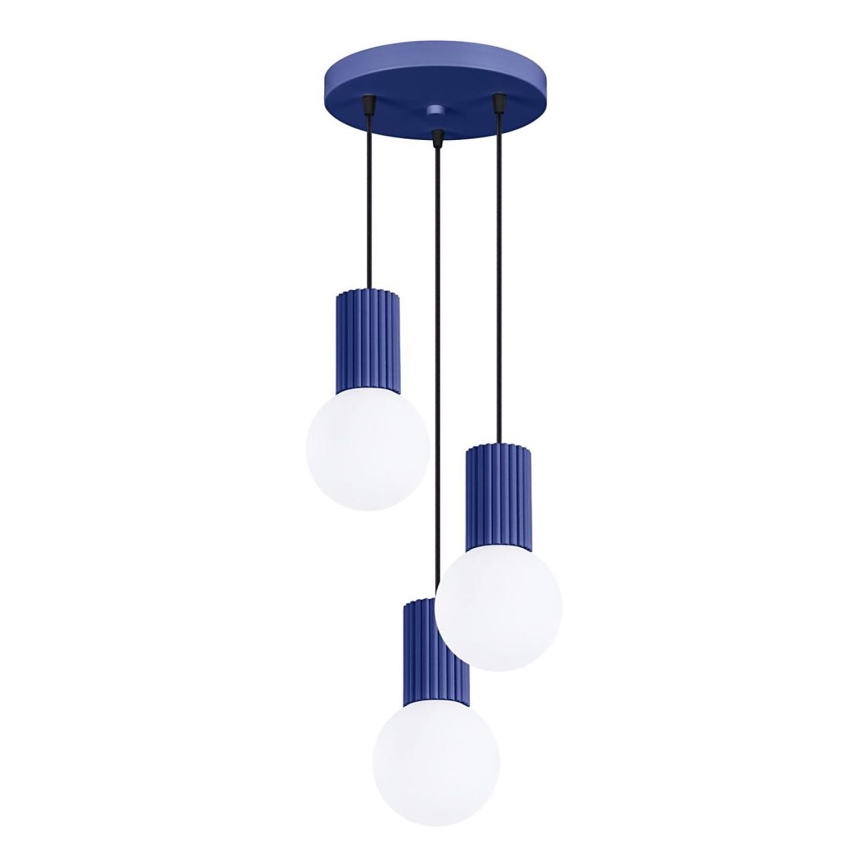 Lampadario a sospensione con filo HALO 3xG9/8W/230V diametro 25 cm blu