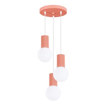 Lampadario a sospensione con filo HALO 3xG9/8W/230V diametro 25 cm rosa