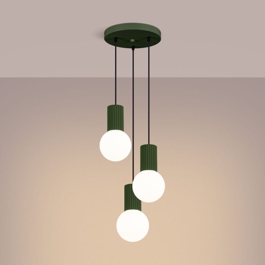 Lampadario a sospensione con filo HALO 3xG9/8W/230V diametro 25 cm verde