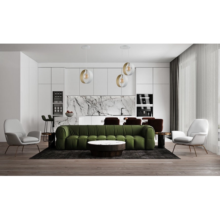 Lampadario a sospensione con filo HAPPY 1xE27/60W/230V bianco/oro