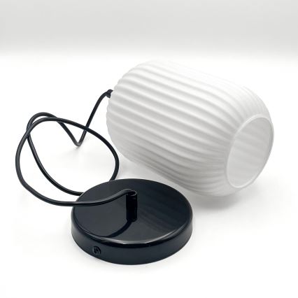 Lampadario a sospensione con filo HARMA 1xE27/15W/230V diametro 14 cm bianco/nero