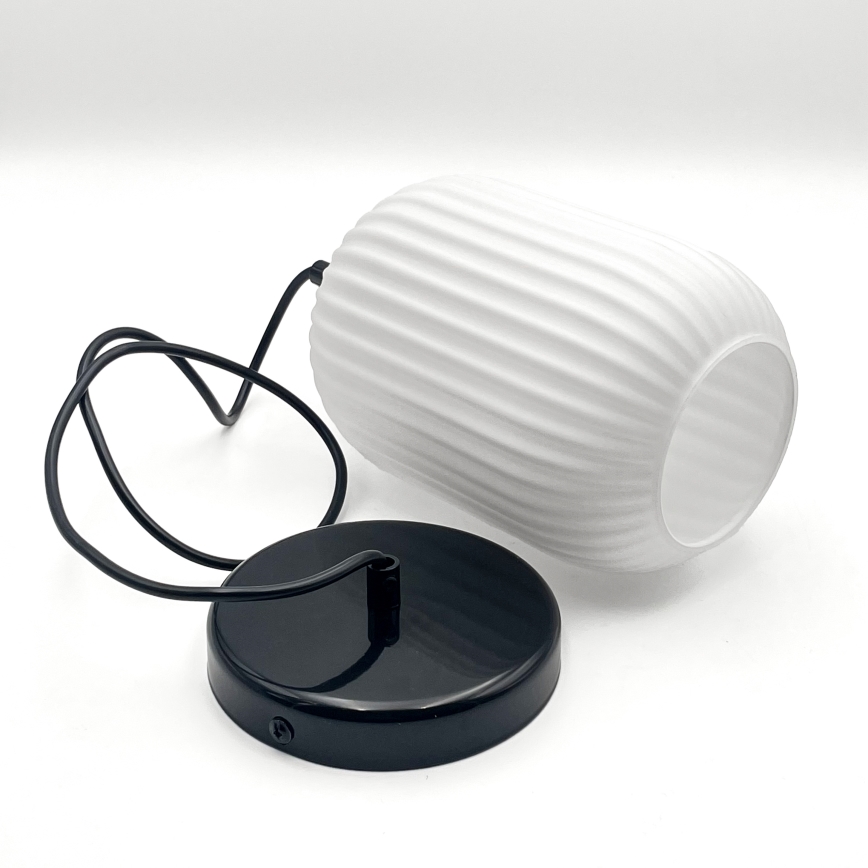 Lampadario a sospensione con filo HARMA 1xE27/15W/230V diametro 14 cm bianco/nero