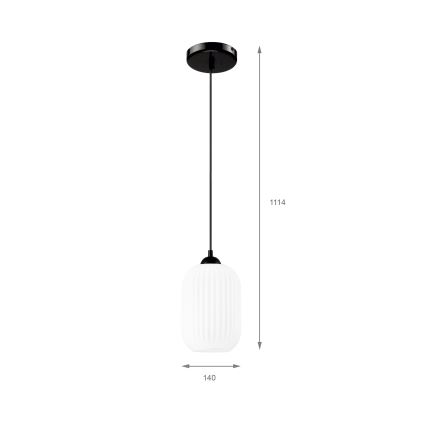 Lampadario a sospensione con filo HARMA 1xE27/15W/230V diametro 14 cm bianco/nero