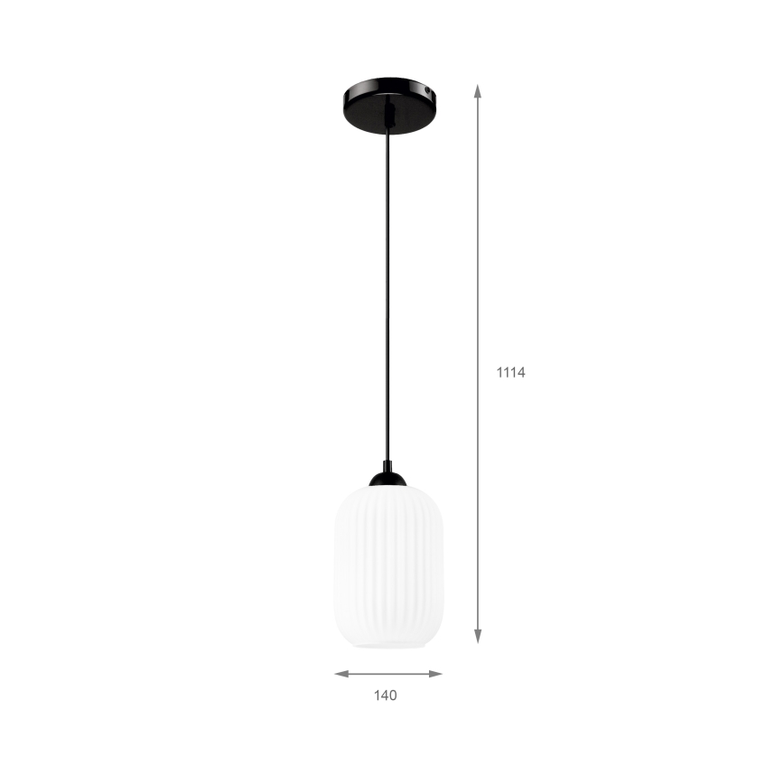 Lampadario a sospensione con filo HARMA 1xE27/15W/230V diametro 14 cm bianco/nero