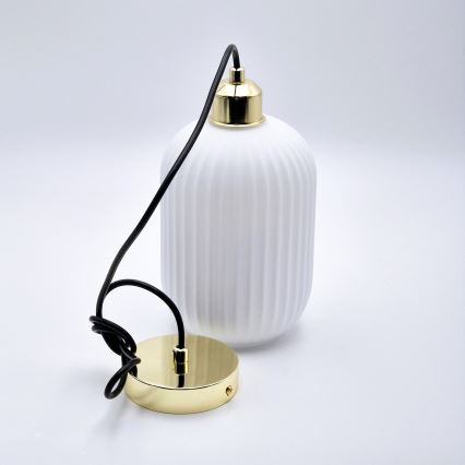Lampadario a sospensione con filo HARMA 1xE27/15W/230V diametro 14 cm bianco/oro