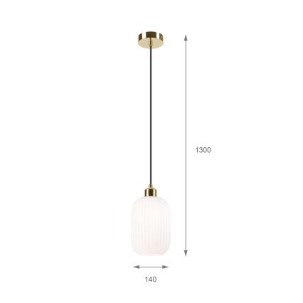 Lampadario a sospensione con filo HARMA 1xE27/15W/230V diametro 14 cm bianco/oro