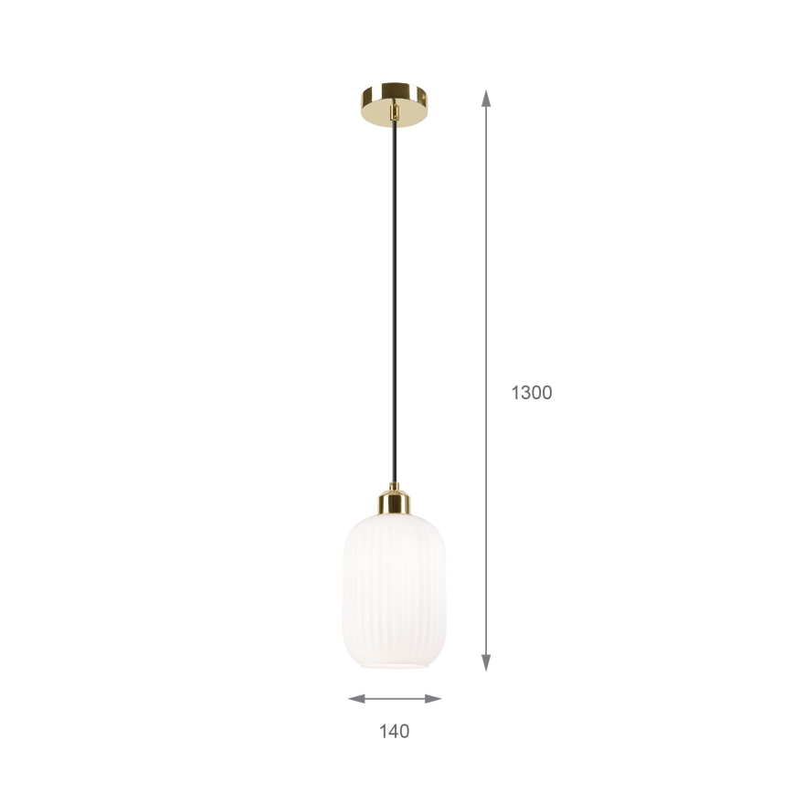 Lampadario a sospensione con filo HARMA 1xE27/15W/230V diametro 14 cm bianco/oro