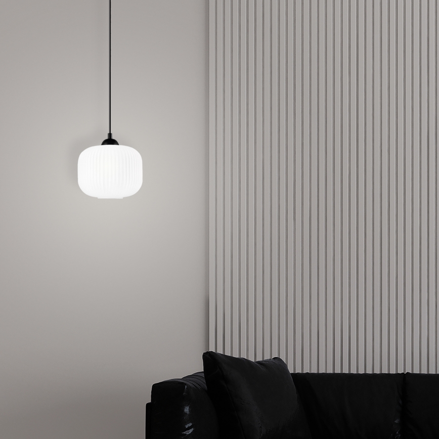 Lampadario a sospensione con filo HARMA 1xE27/15W/230V diametro 20 cm bianco/nero