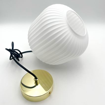 Lampadario a sospensione con filo HARMA 1xE27/15W/230V diametro 20 cm bianco/oro