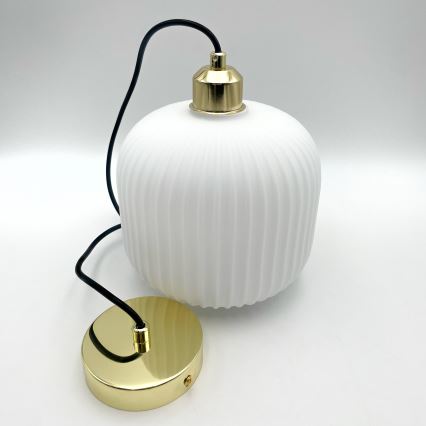 Lampadario a sospensione con filo HARMA 1xE27/15W/230V diametro 20 cm bianco/oro