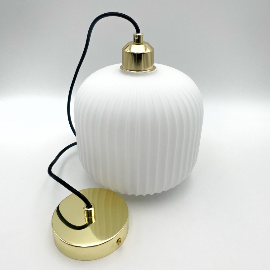 Lampadario a sospensione con filo HARMA 1xE27/15W/230V diametro 20 cm bianco/oro