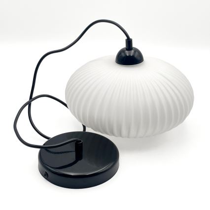 Lampadario a sospensione con filo HARMA 1xE27/15W/230V diametro 25 cm bianco/nero