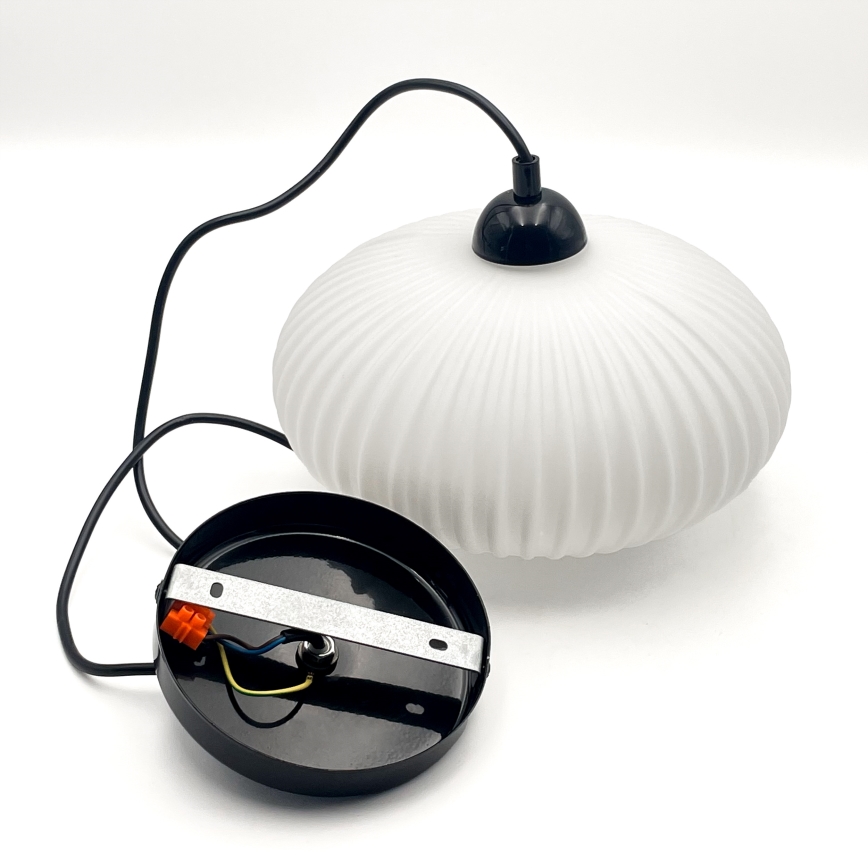 Lampadario a sospensione con filo HARMA 1xE27/15W/230V diametro 25 cm bianco/nero