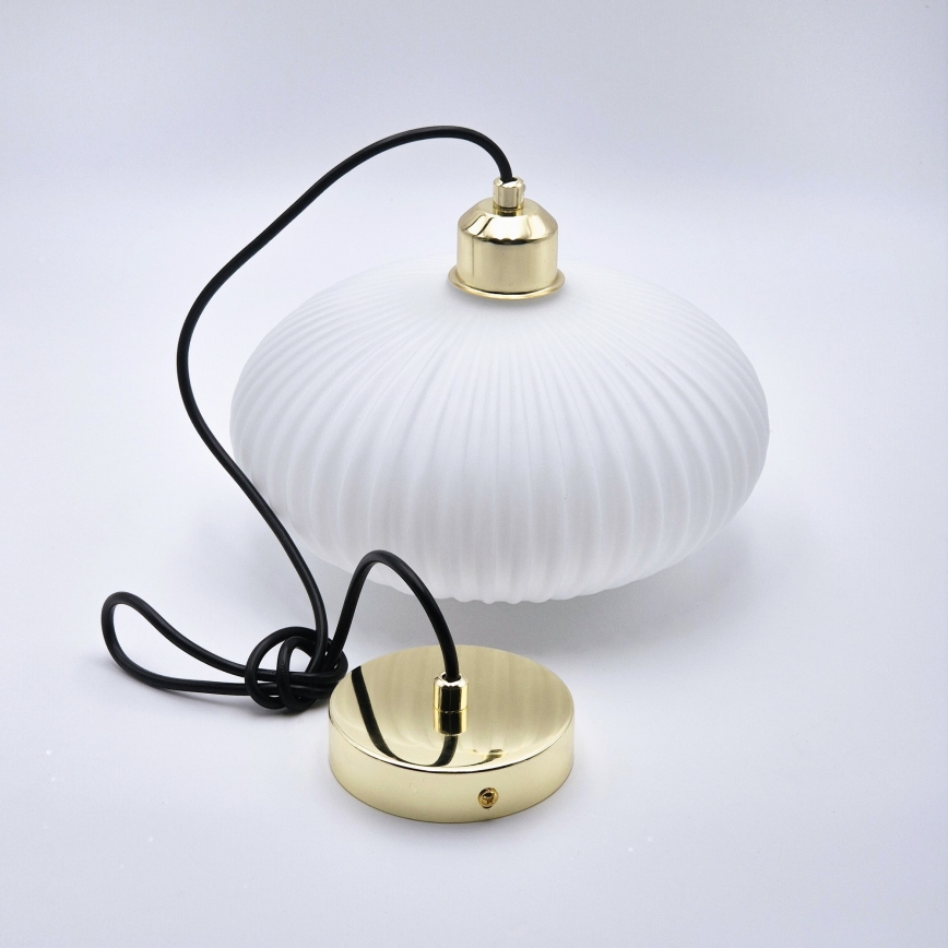 Lampadario a sospensione con filo HARMA 1xE27/15W/230V diametro 25 cm bianco/oro