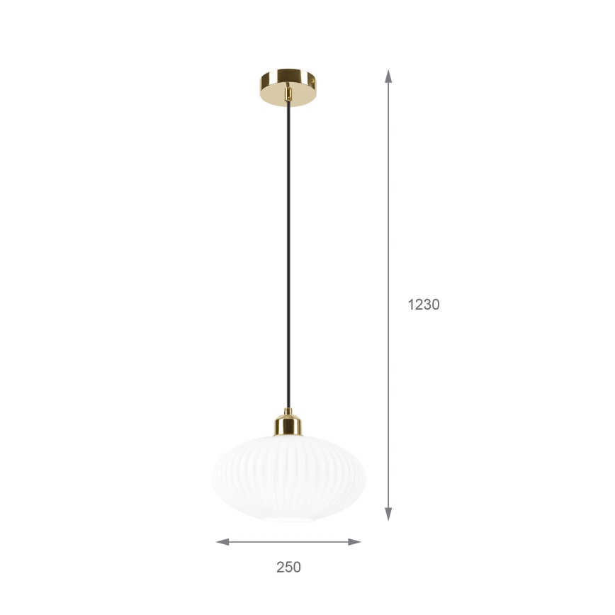 Lampadario a sospensione con filo HARMA 1xE27/15W/230V diametro 25 cm bianco/oro