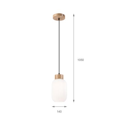Lampadario a sospensione con filo HARMONY 1xE27/15W/230V diametro 14 cm bianco/quercia