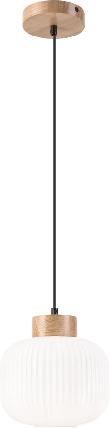 Lampadario a sospensione con filo HARMONY 1xE27/15W/230V diametro 20 cm bianco/quercia