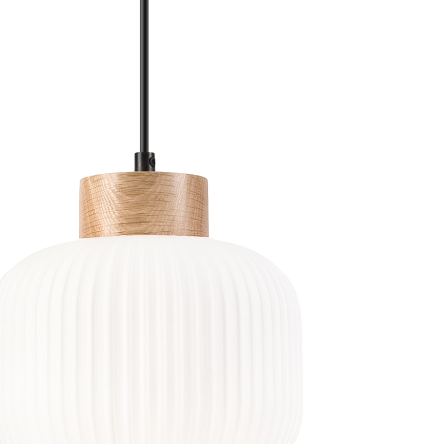 Lampadario a sospensione con filo HARMONY 1xE27/15W/230V diametro 20 cm bianco/quercia