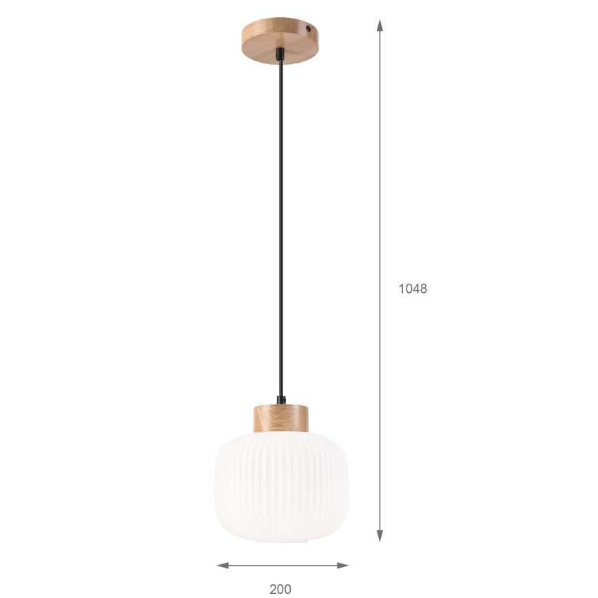 Lampadario a sospensione con filo HARMONY 1xE27/15W/230V diametro 20 cm bianco/quercia