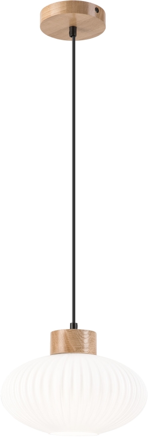Lampadario a sospensione con filo HARMONY 1xE27/15W/230V diametro 25 cm bianco/quercia