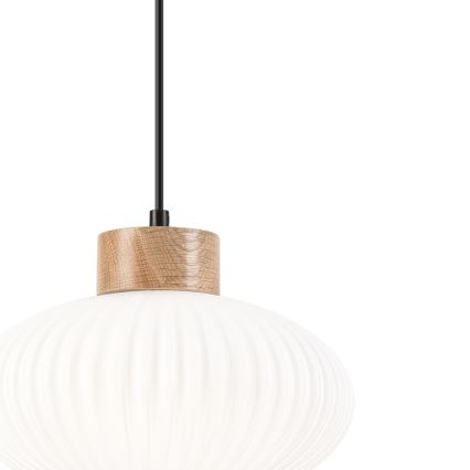 Lampadario a sospensione con filo HARMONY 1xE27/15W/230V diametro 25 cm bianco/quercia