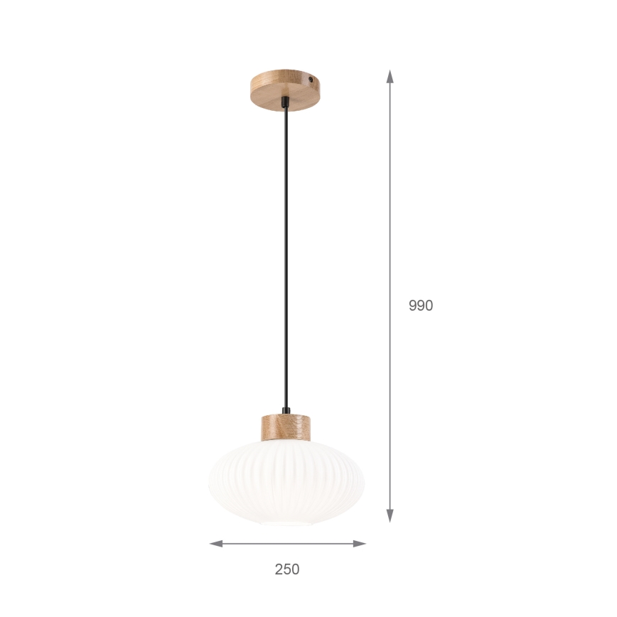 Lampadario a sospensione con filo HARMONY 1xE27/15W/230V diametro 25 cm bianco/quercia