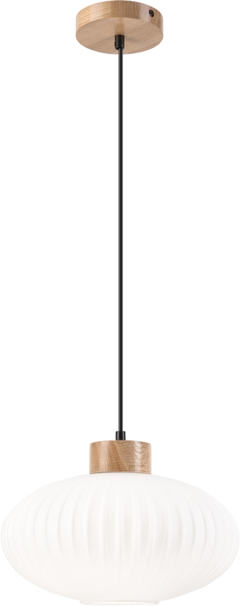 Lampadario a sospensione con filo HARMONY 1xE27/15W/230V diametro 30 cm bianco/quercia