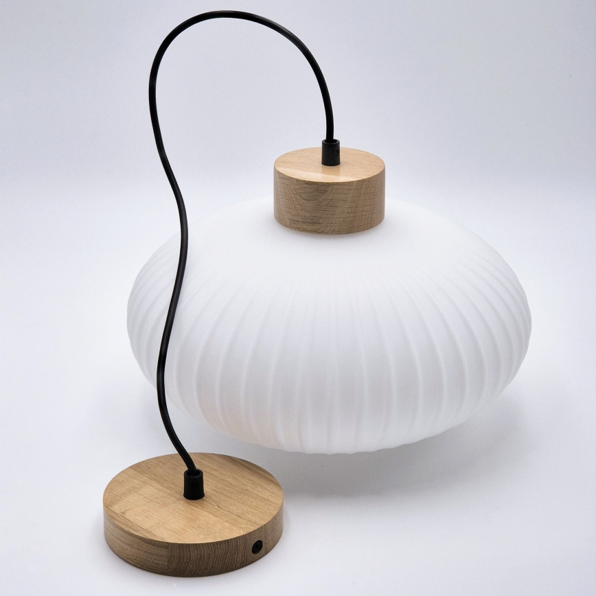 Lampadario a sospensione con filo HARMONY 1xE27/15W/230V diametro 30 cm bianco/quercia