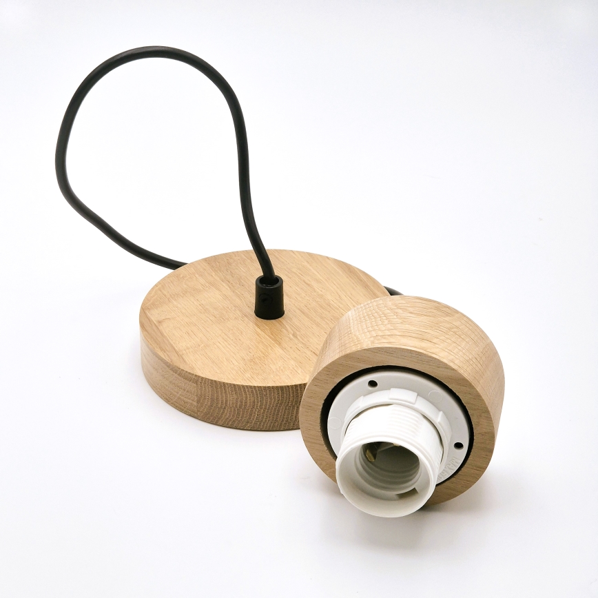 Lampadario a sospensione con filo HARMONY 1xE27/15W/230V diametro 30 cm bianco/quercia