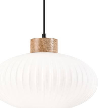 Lampadario a sospensione con filo HARMONY 1xE27/15W/230V diametro 30 cm bianco/quercia