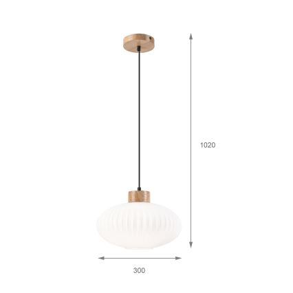 Lampadario a sospensione con filo HARMONY 1xE27/15W/230V diametro 30 cm bianco/quercia