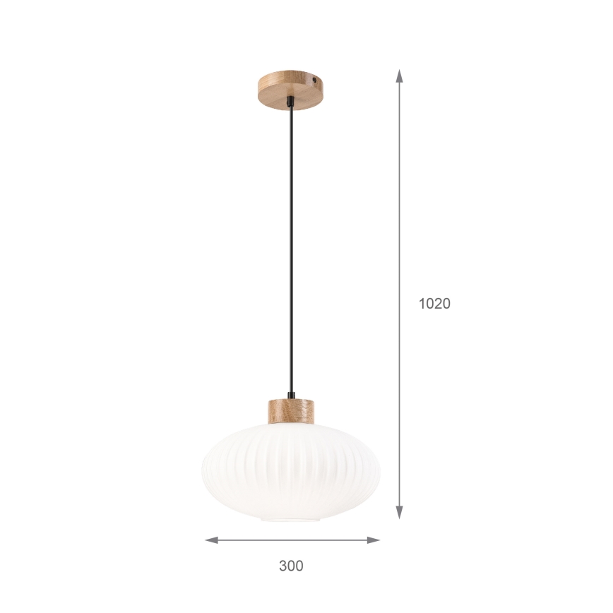 Lampadario a sospensione con filo HARMONY 1xE27/15W/230V diametro 30 cm bianco/quercia