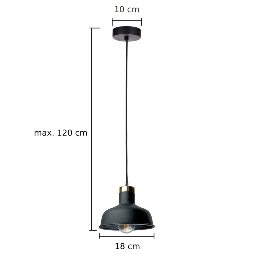 Lampadario a sospensione con filo HEBE 1xE27/60W/230V nero