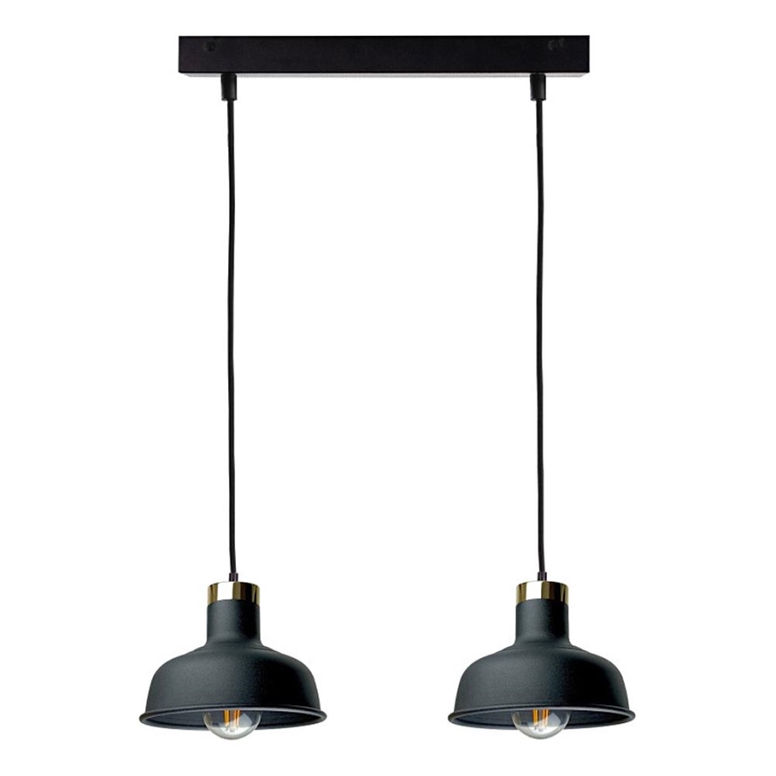 Lampadario a sospensione con filo HEBE 2xE27/60W/230V nero