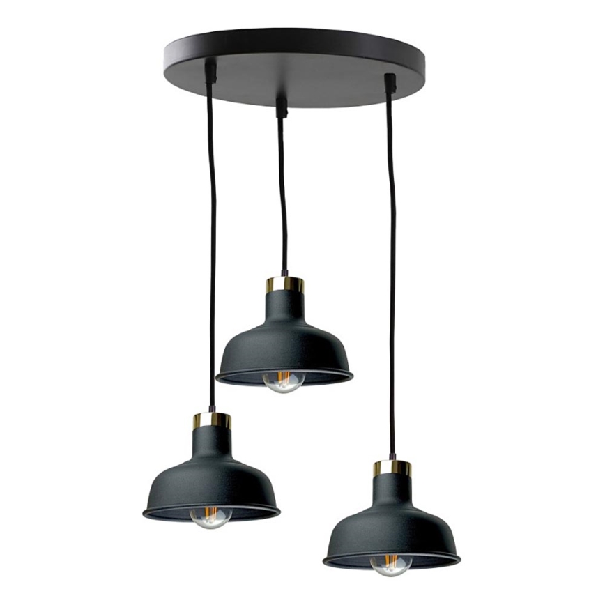 Lampadario a sospensione con filo HEBE 3xE27/60W/230V nero