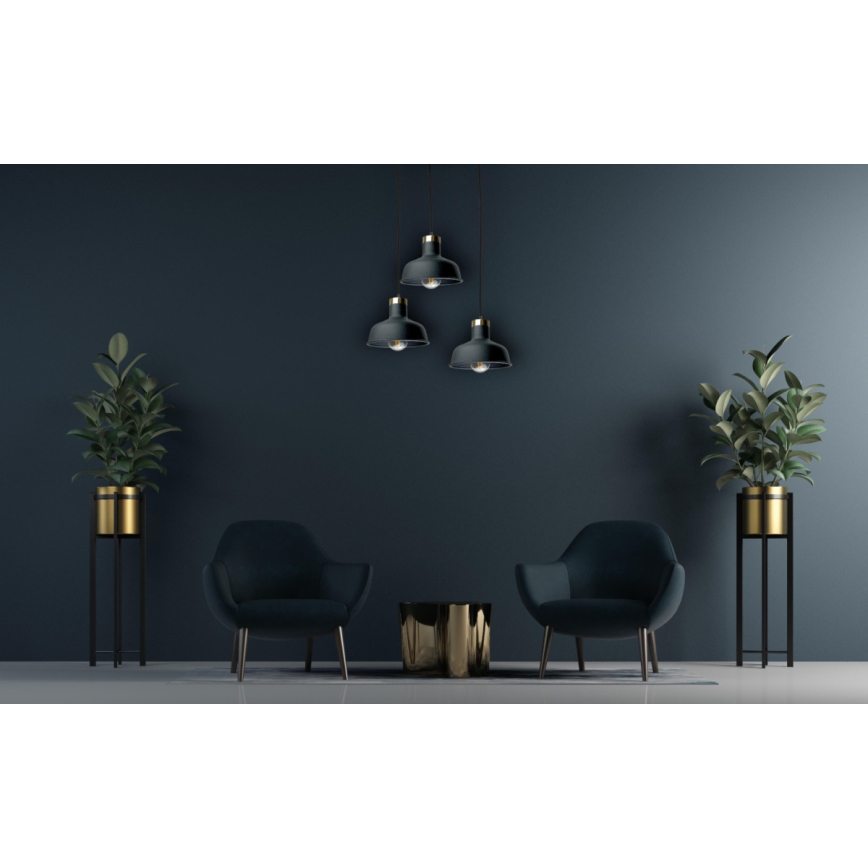 Lampadario a sospensione con filo HEBE 3xE27/60W/230V nero