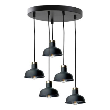 Lampadario a sospensione con filo HEBE 5xE27/60W/230V nero